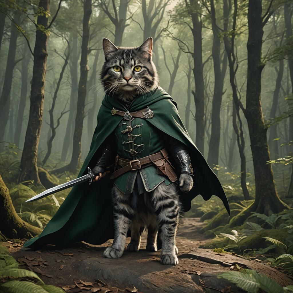 Aragorn as a Cat Hunter in Forest