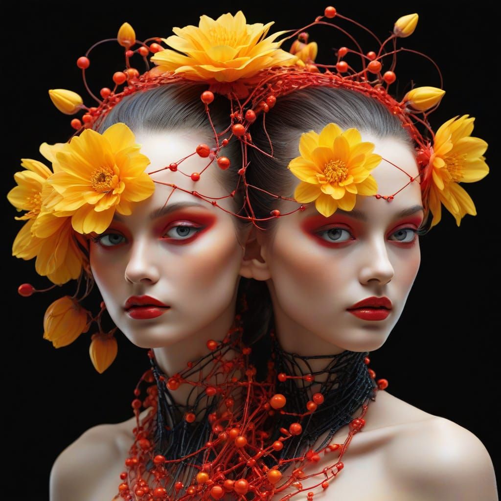 Surreal Quantum Duality in Futuristic Style