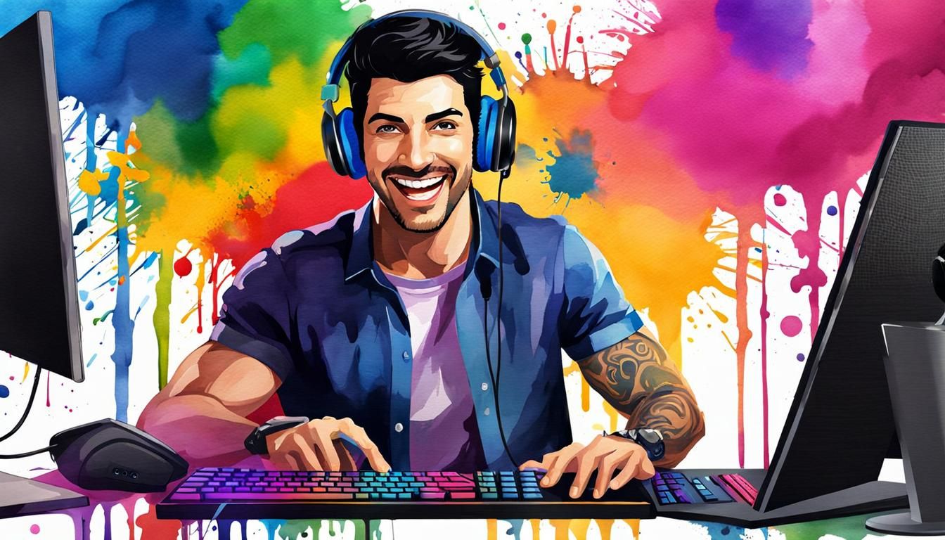 Famous Twitch Streamer with Watercolor Design