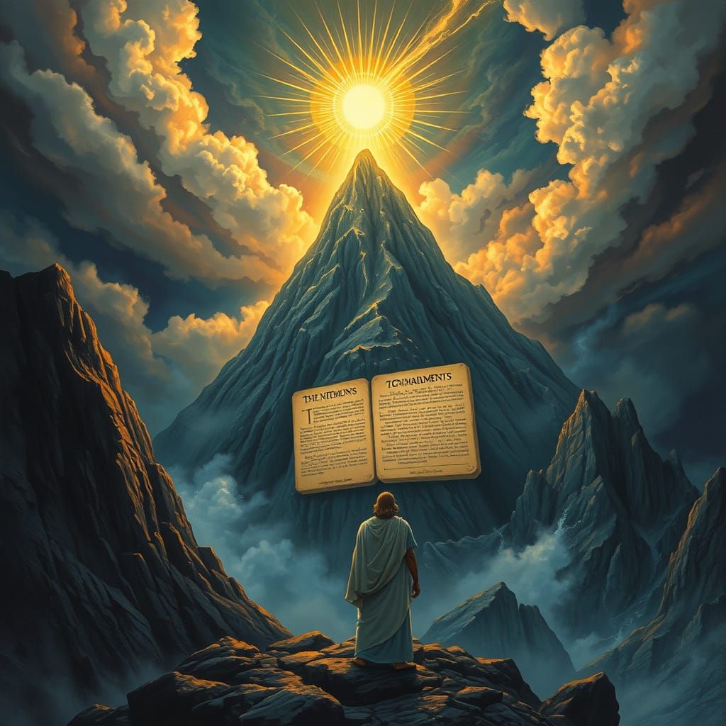 Divine Revelation on Mountaintop in Ethereal Style