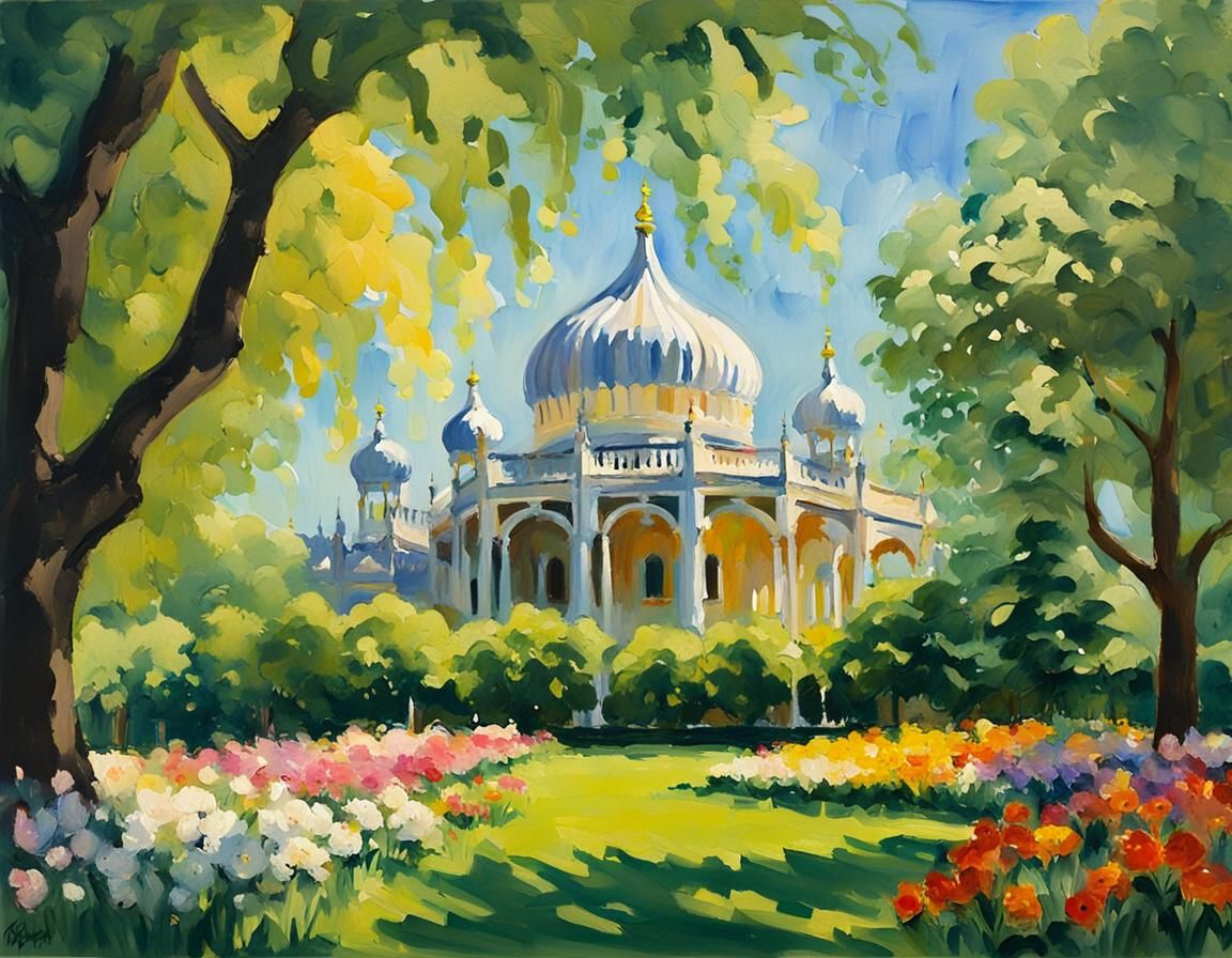 Brighton Pavilion in Gouache Impressionist Style
