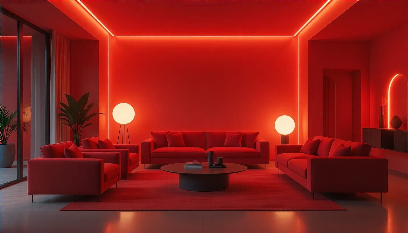 Vibrant Red Architecture: A Contemporary Living Room