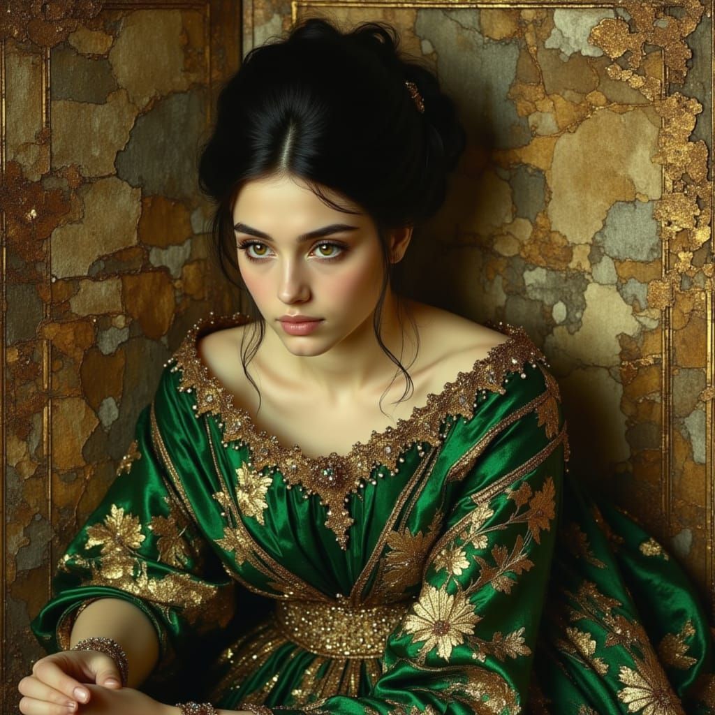 Regal Czarina in Opulent Gown as Oil Painting