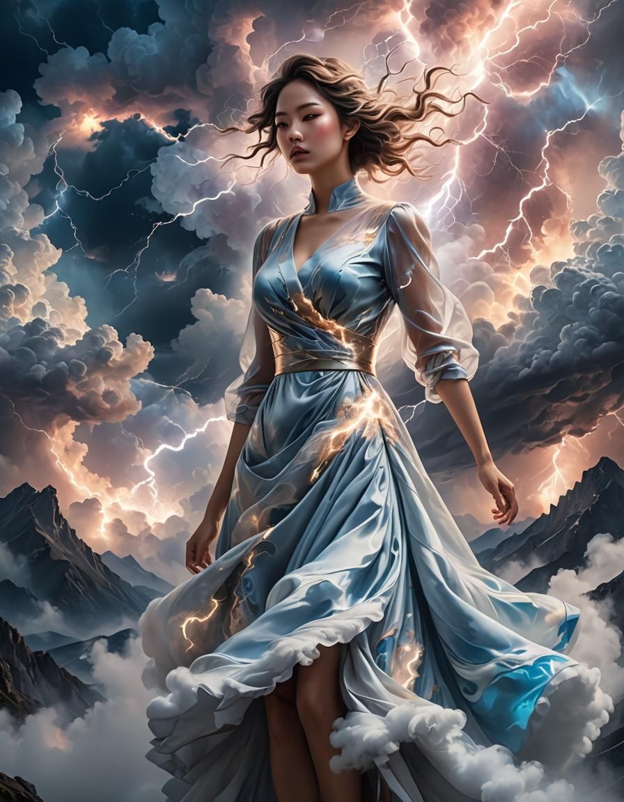 Goddess of Clouds and Lightning: Digital Art