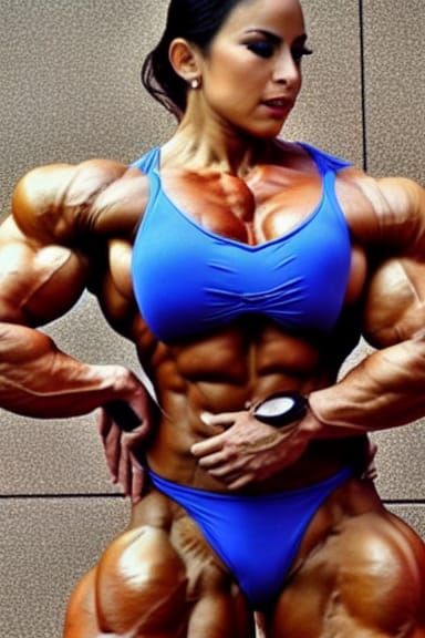 Muscular Muslim Female Bodybuilder with Ripped Arms