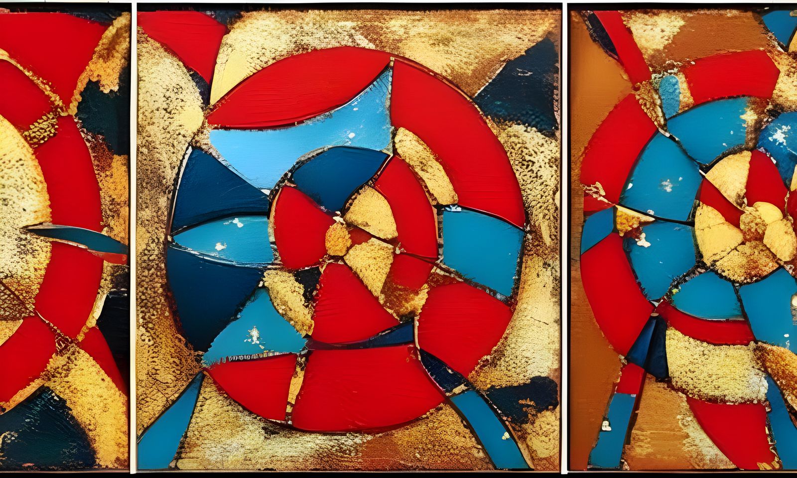 Triptych: Greek Warrior, Star, Pollock Abstraction