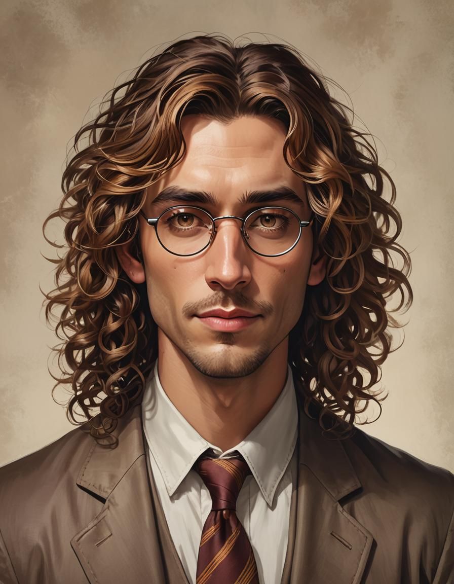 Handsome Androgynous Wizard Portrait in Hyperrealistic Anime...