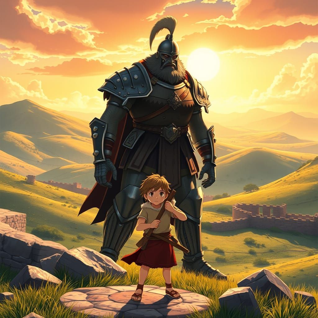 Brave Youth Defies Towering Giant in Dramatic Showdown