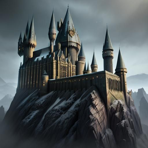 Detailed Matte Painting of Hogwarts Castle