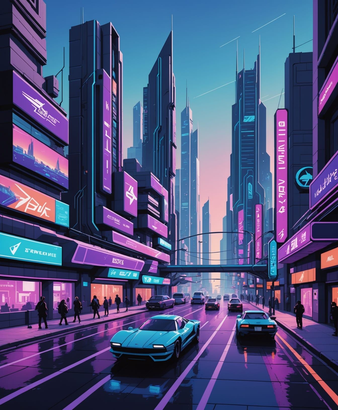 Futuristic Cityscape in 16-bit Pixel Art Style