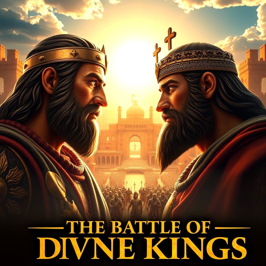 Epic Biblical Duel: King Saul vs King David in Pixar Style