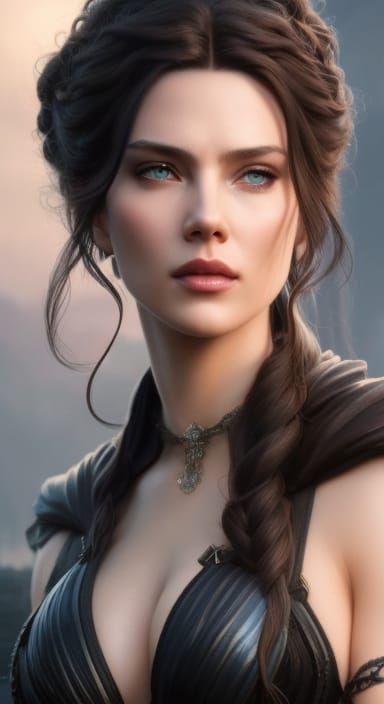 HyperRealistic Witcher-Inspired Digital Illustration of Yenn...