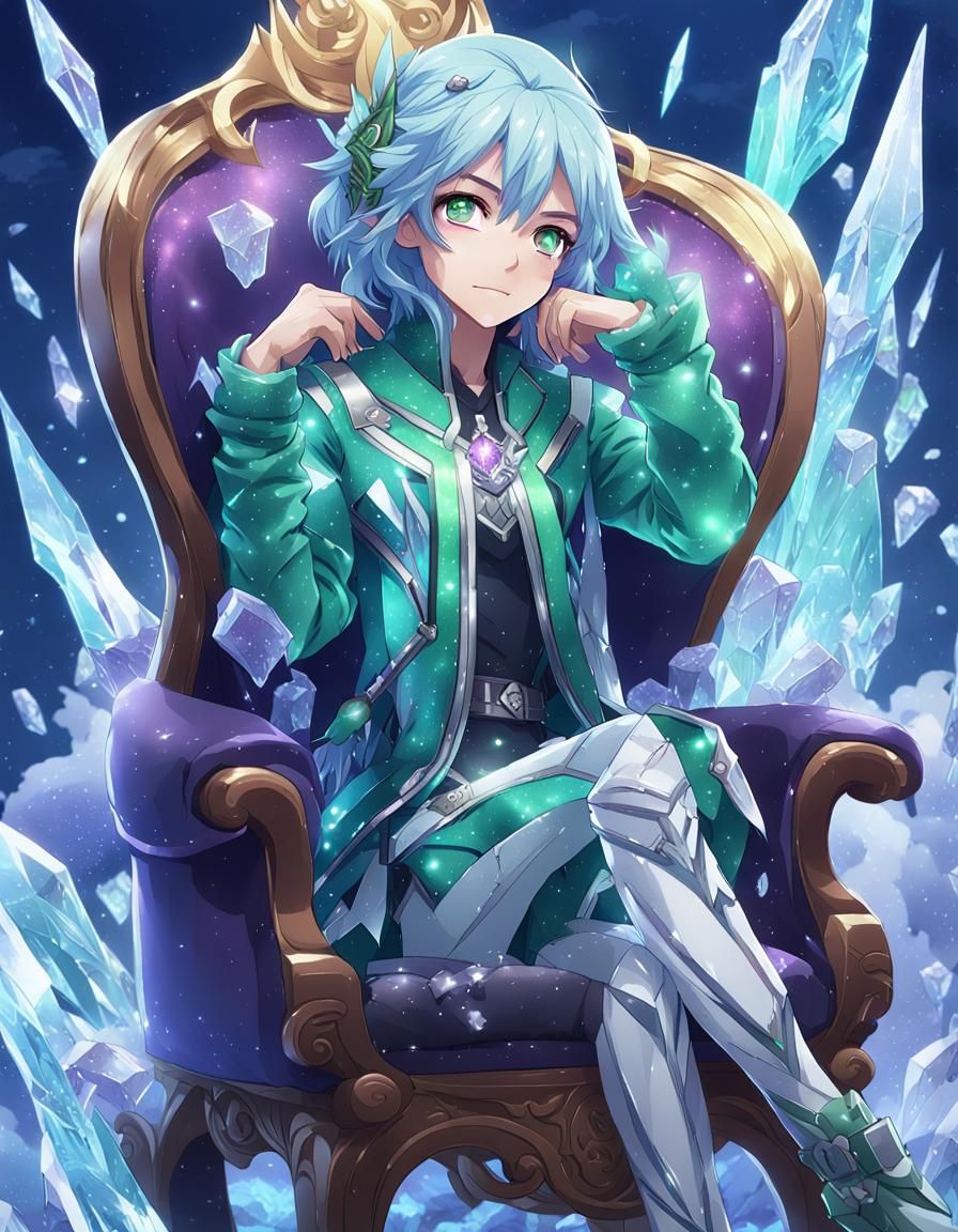 Glittering Ice Maiden in Anime Style
