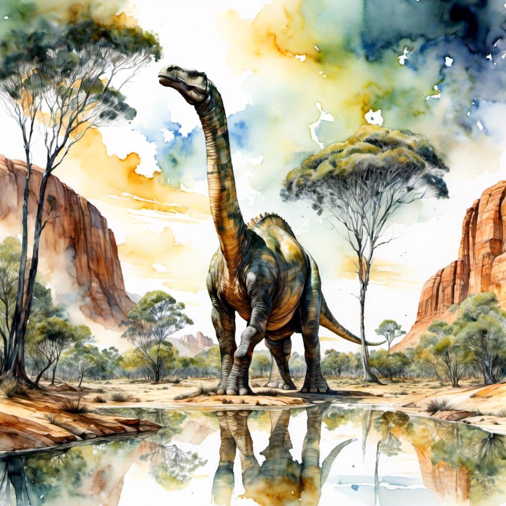 Brontosaurus Double Exposure Portrait in Digital Rendering