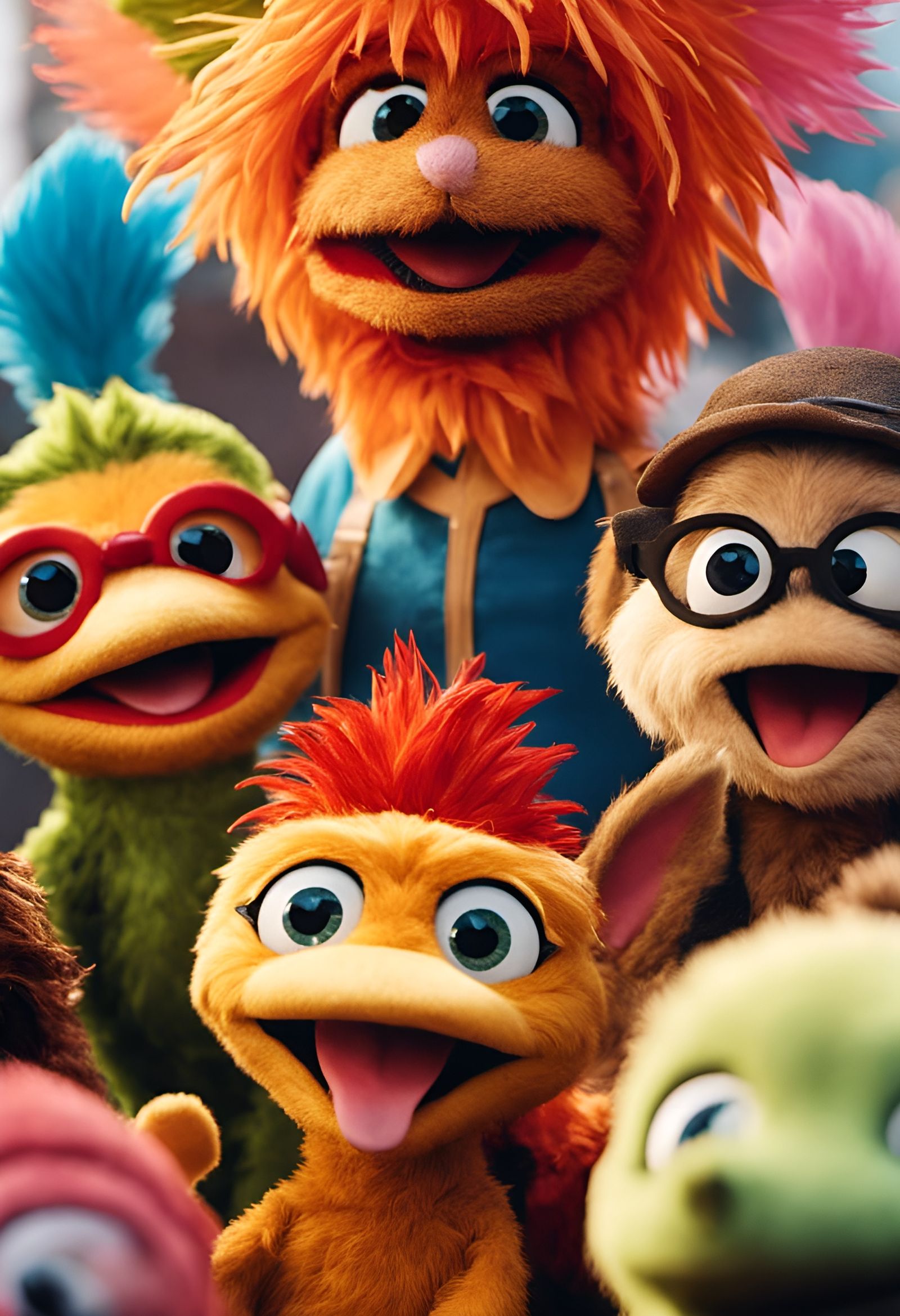 Adorable Muppet Puppet on Stuffed Animal Roof