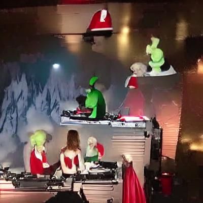 Grinch, Elf, and Snowman DJ Nightclub