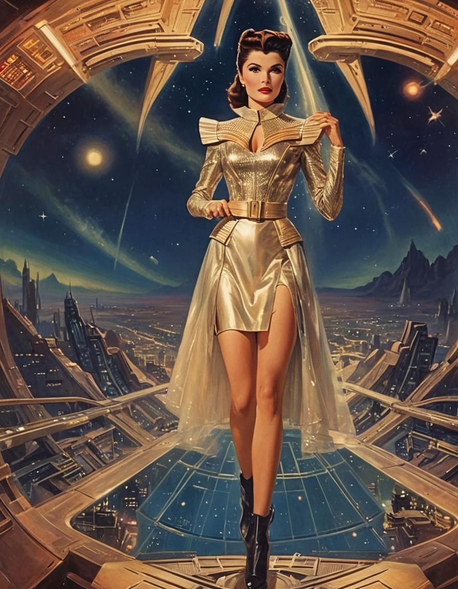 Retro Sci-Fi Woman in Art Deco Style