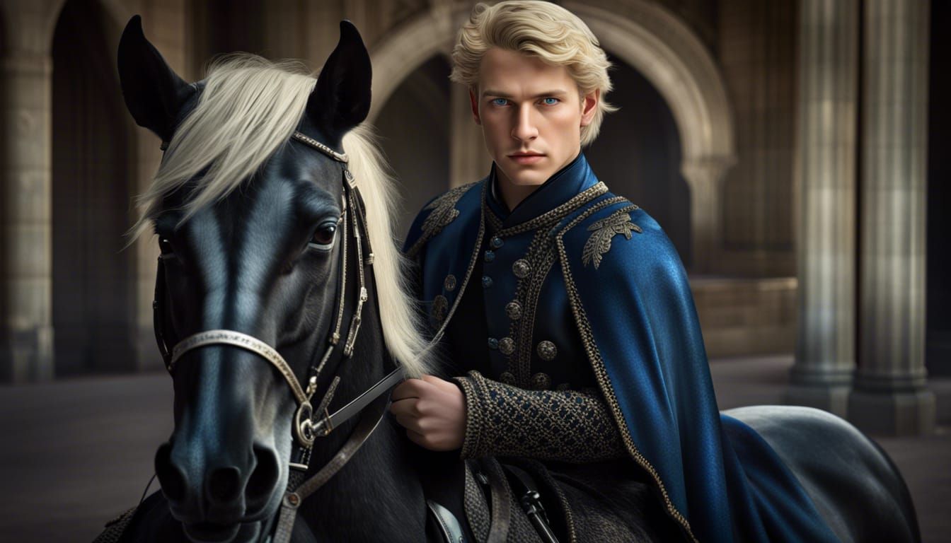 1800s Knight on Black Horse, Hyperrealistic Detail