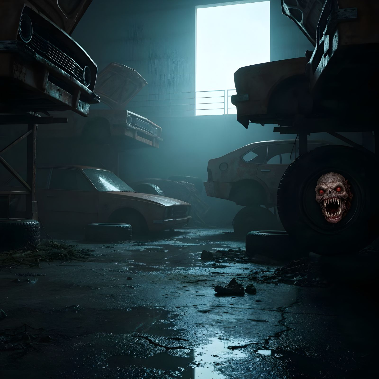 Eerie Junkyard Cryptid in Hyper-Realistic 8K