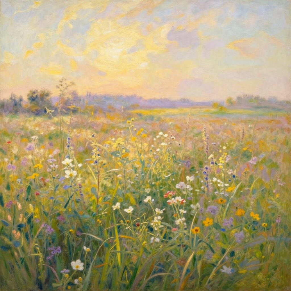 Golden Hour Meadow of Peace and Acceptance
