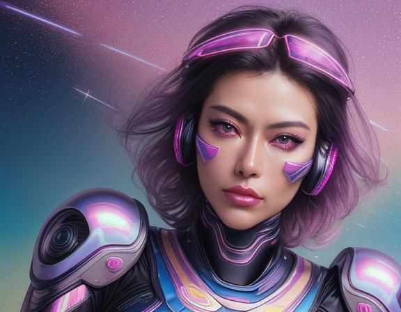 Retro-Futuristic Holographic Woman in Sorayama Style