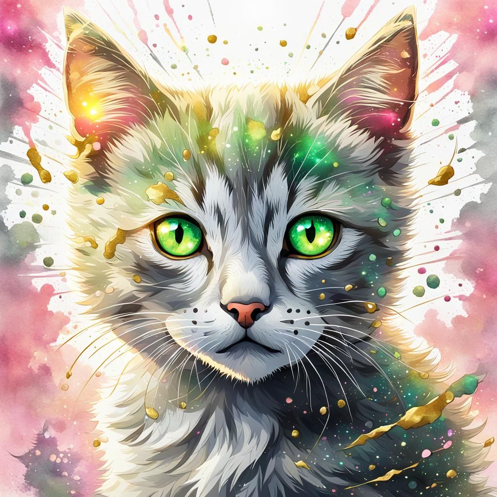 Cute Odd-Eyed Kitten in Anime Illustration Style