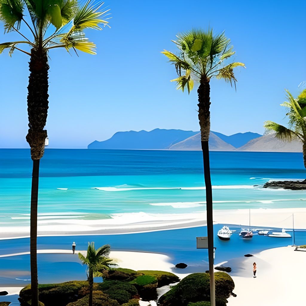 Lively Beach Town in Watercolor Silk Style