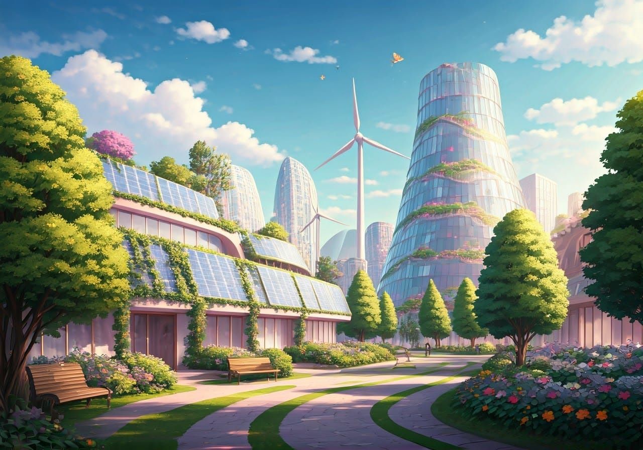 Dreamy Futuristic Cityscape in Pastel Hues