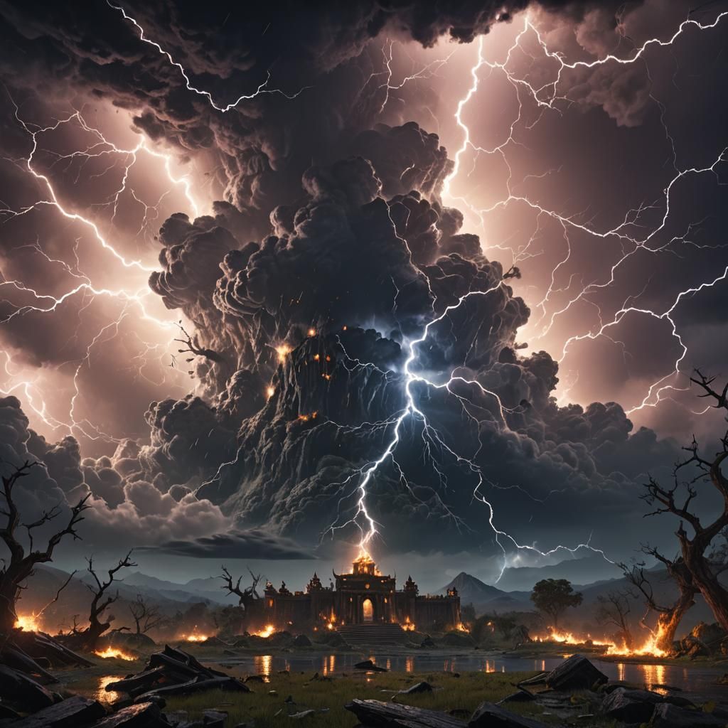 Stormy Sky with Lightning Digital Painting