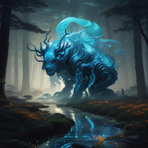 Mystical Creature Metamorphosis in Ethereal Anime Art