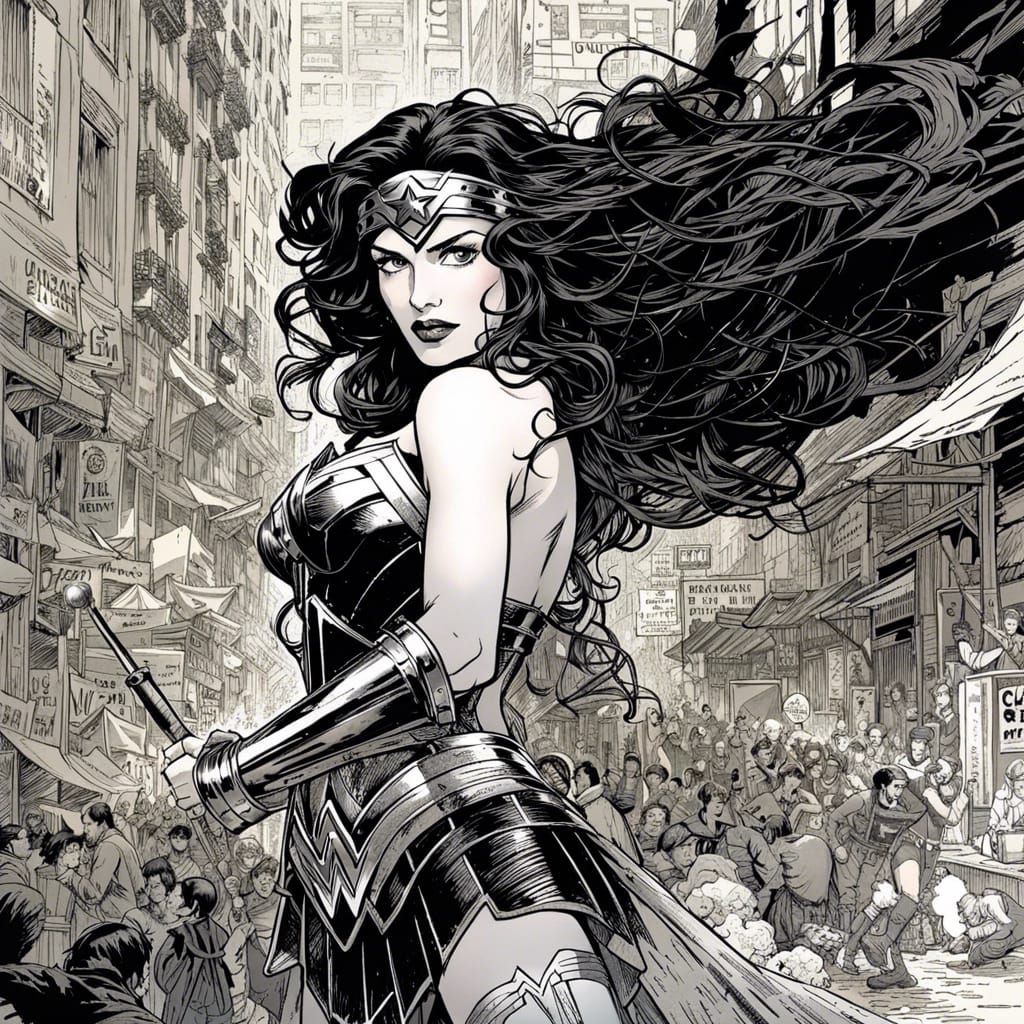 Wonder Woman in Detailed Scribble Art Illustration