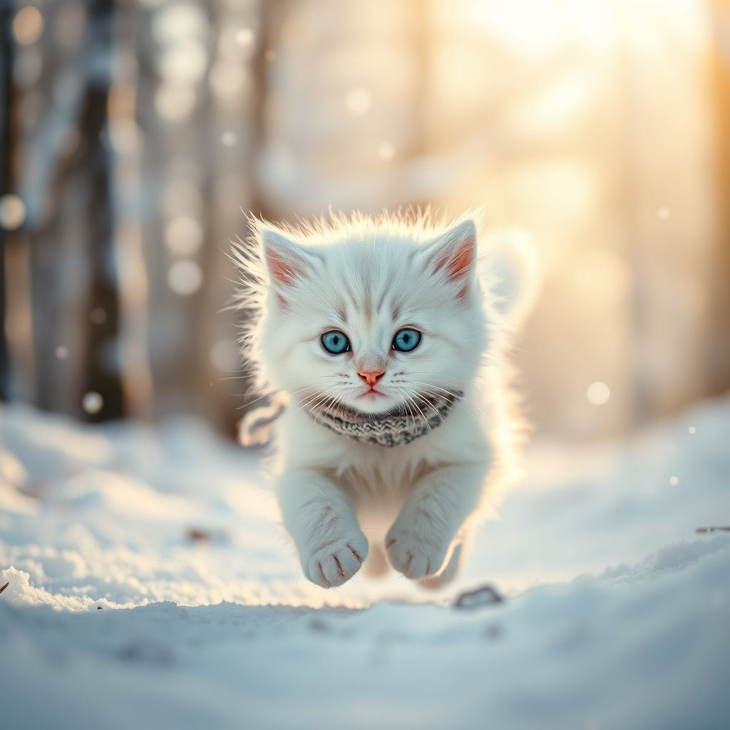 Kitten's Winter Frolic: A Heartwarming Snow Scene