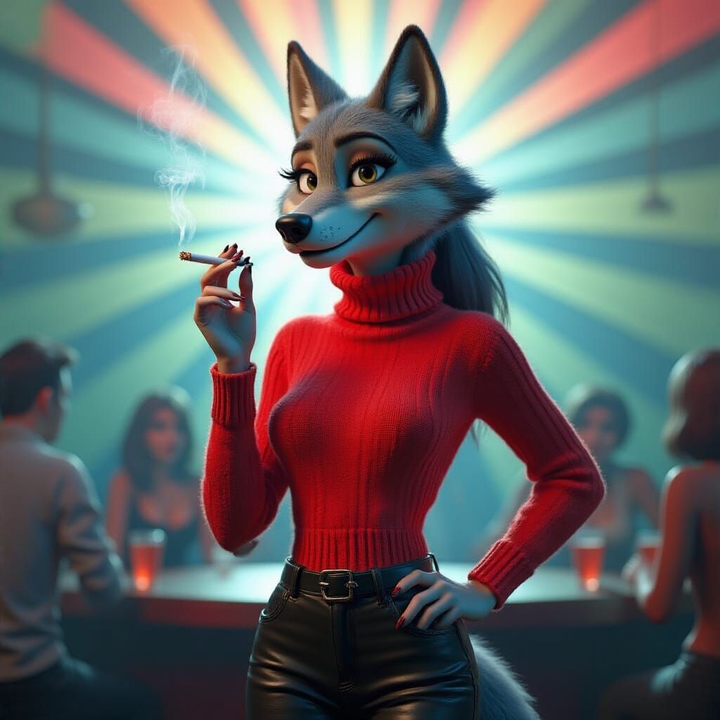 Wolf Woman Enjoys Night Out at Dance Club