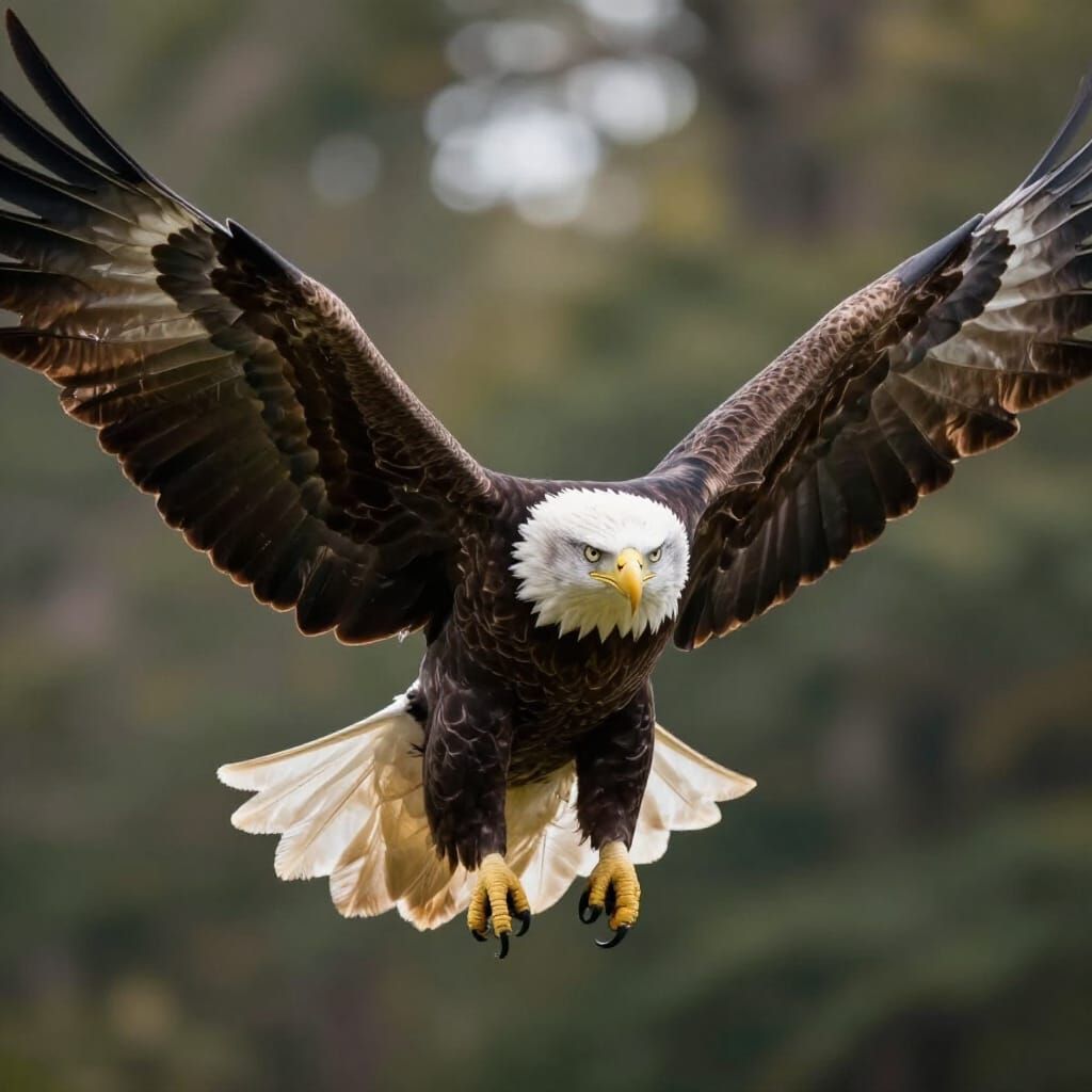 Hyperrealistic Bald Eagle Soars Towards Viewer