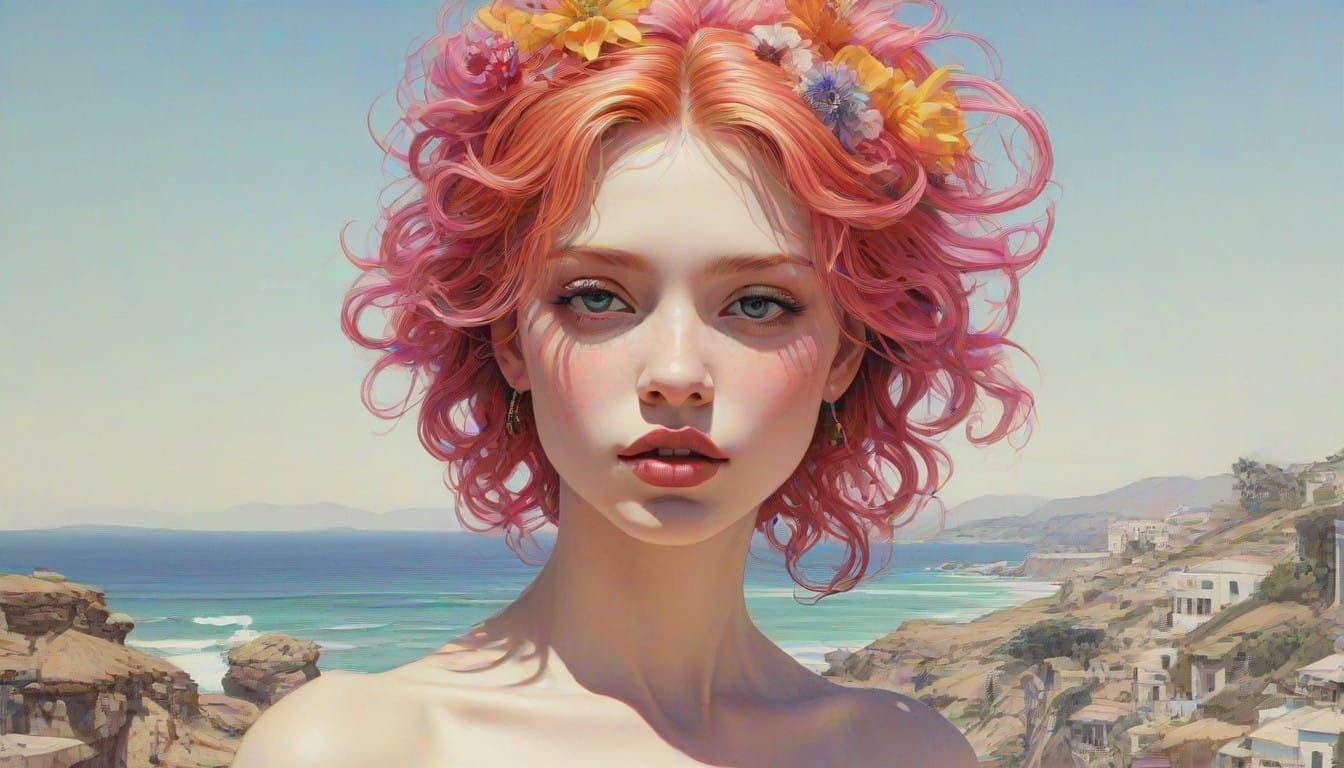 Vibrant Summer Monster in Whimsical Watercolour Style