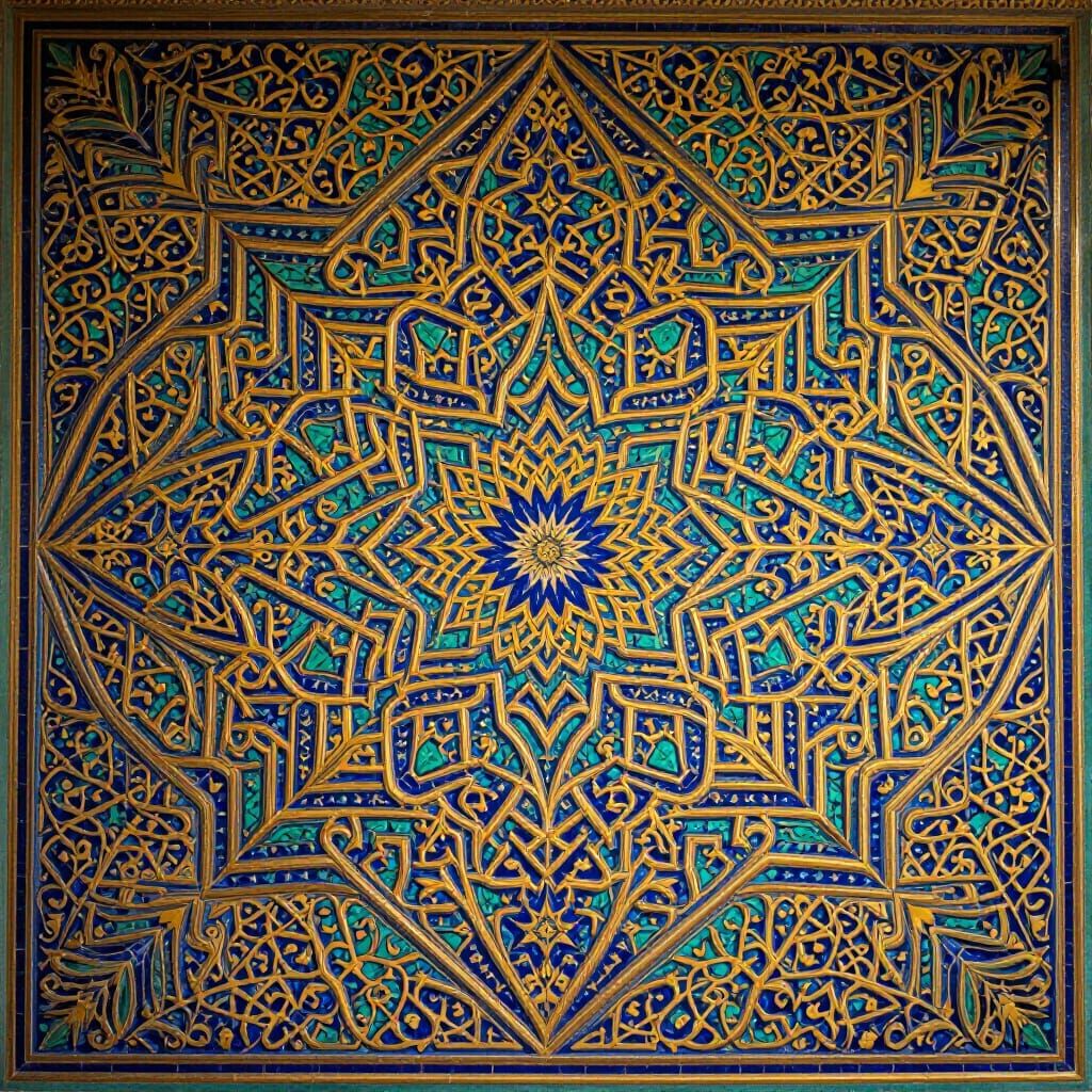 Intricate Islamic Arabesque Pattern in Digital Art Style
