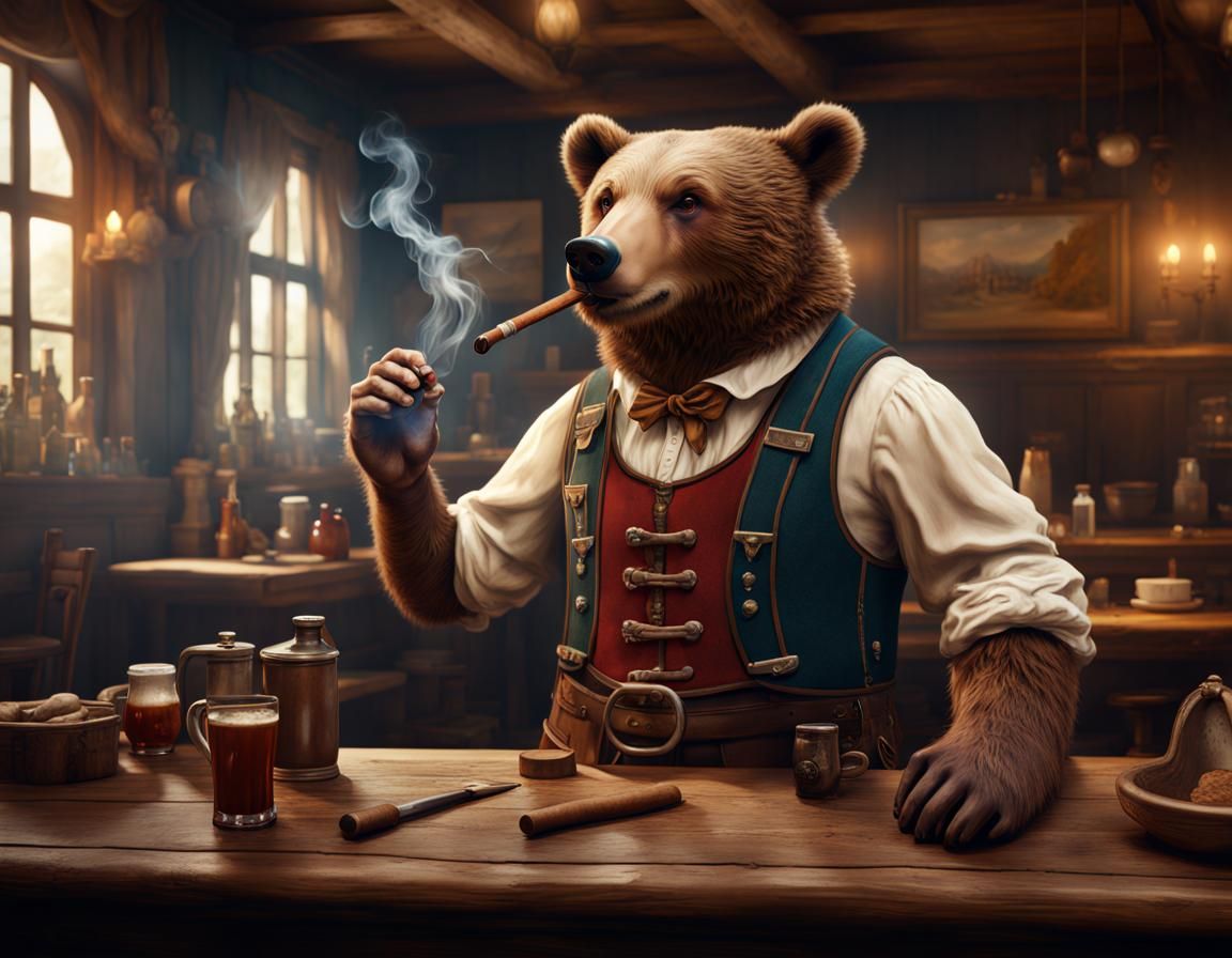 A bear in a Bavarian tavern