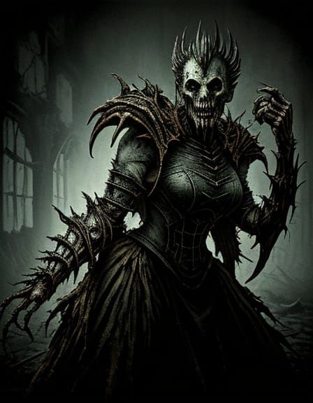Biomechanical Horror: Survivor in Abandoned Castle