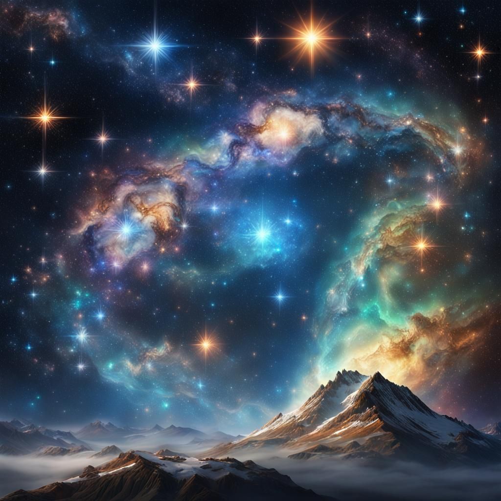 Opalescent Universe Filled with Stars: Digital Matte Paintin...