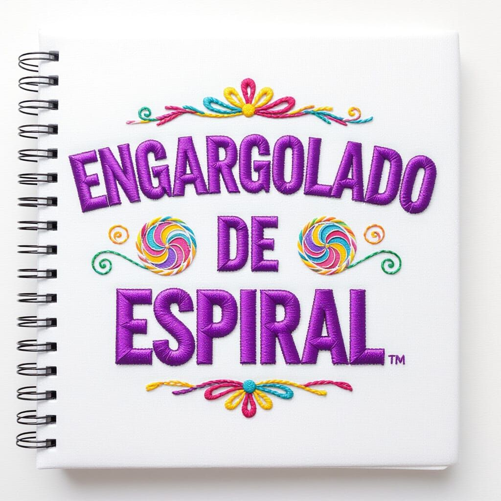 3D Embroidered Spiral Binding Text in Lilac