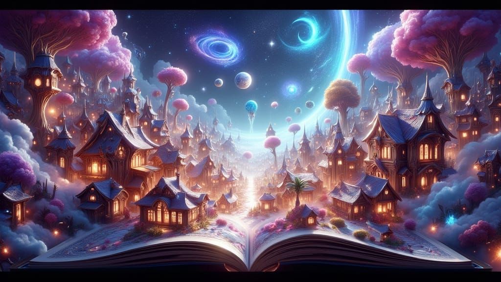 Colorful 3D City in Valley: Futuristic Surrealism