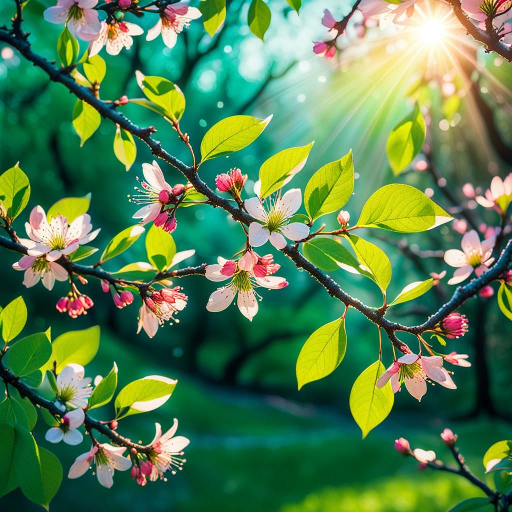 Surreal Spring: Neon-Lit Nature in a Dreamscape