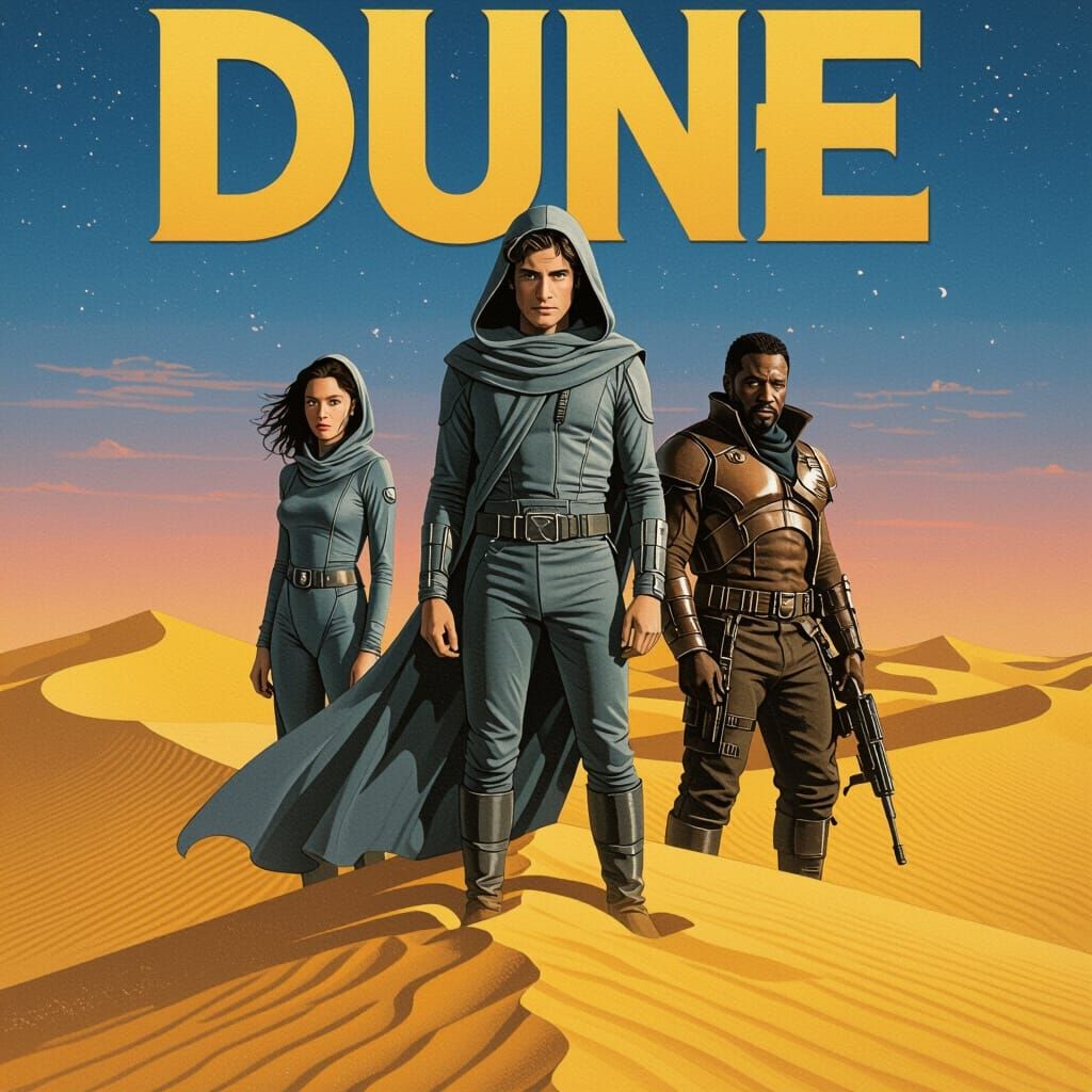 Dune Movie Poster in David Lynch 1980s Style