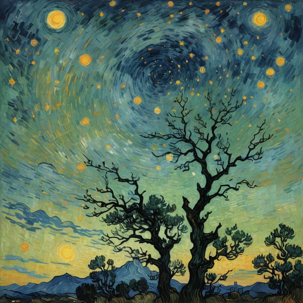 Grecian Twilight: A Van Gogh Inspired Surreal Abstract