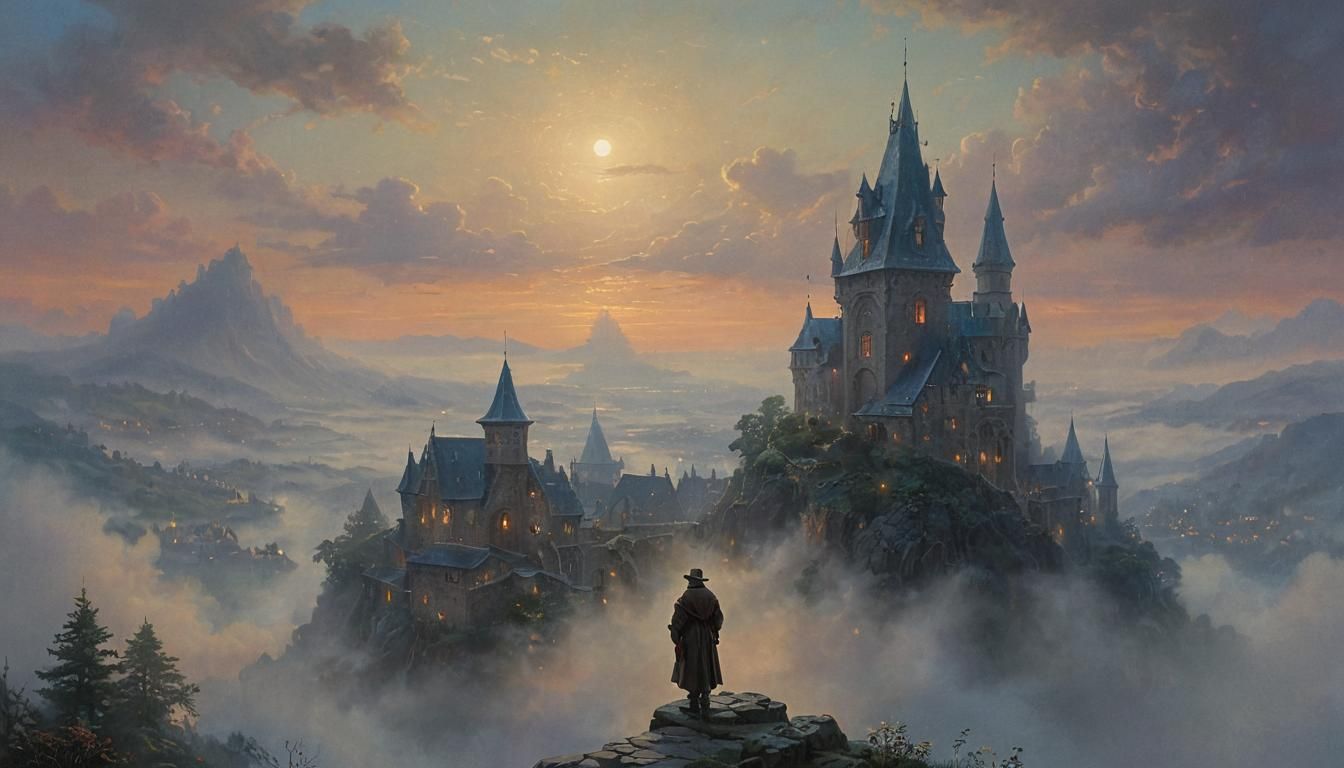 Ethereal Fantasy Figure in Twilight Haze