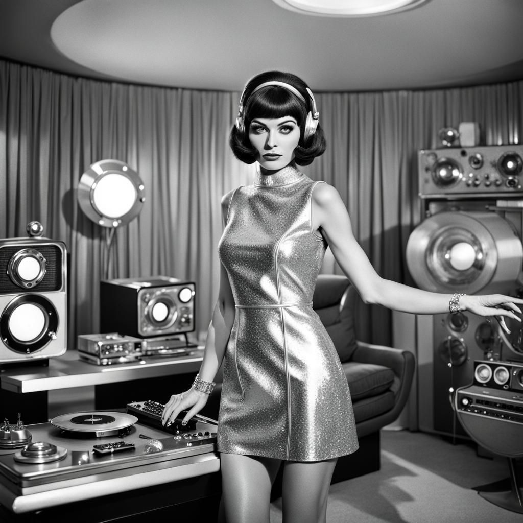 Elegant 1960s Mod Fashion in Space Age Style