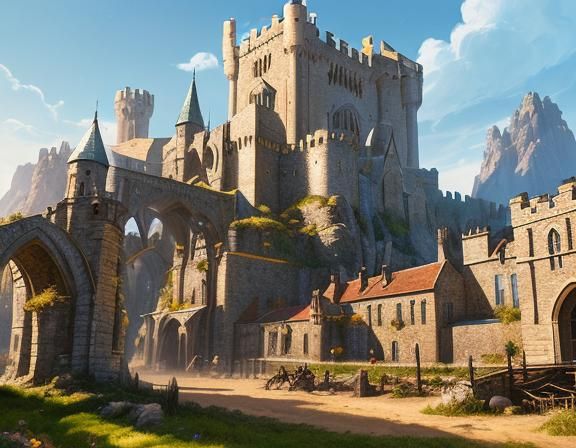 Fantasy Steeplechase with Mystical Creatures, Digital Painti...