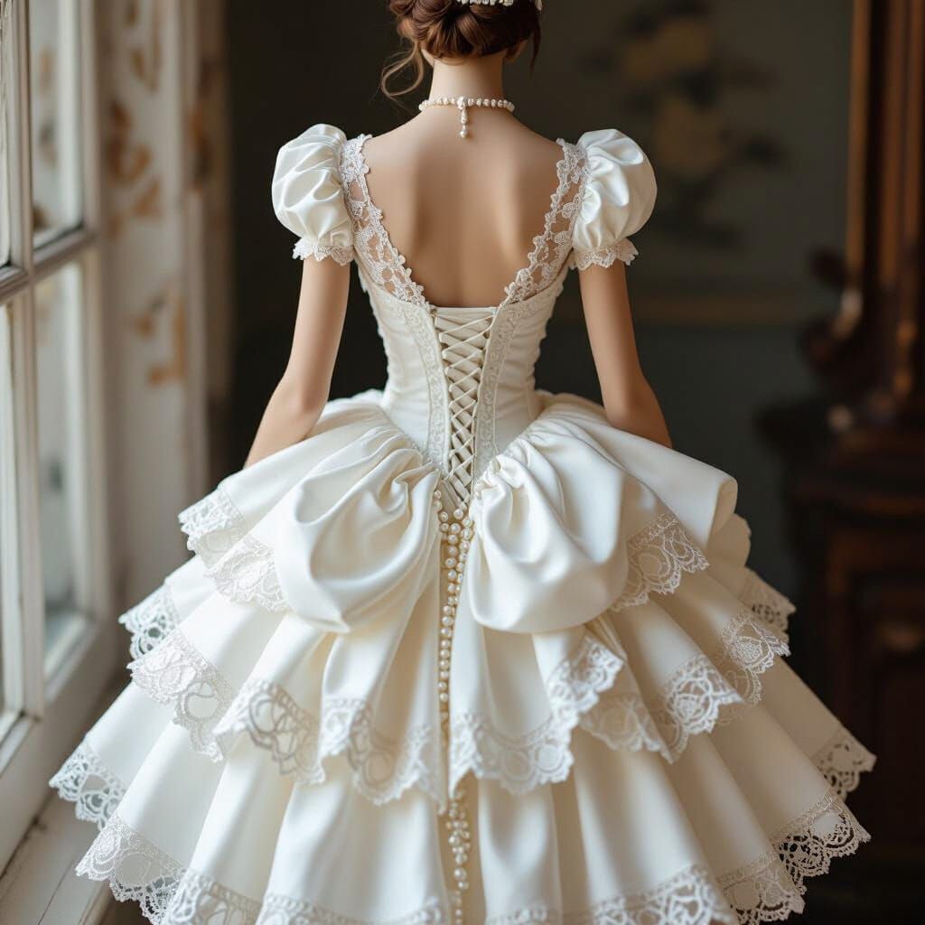 Snow White Mini Bridal Dress in Pre-Raphaelite Style