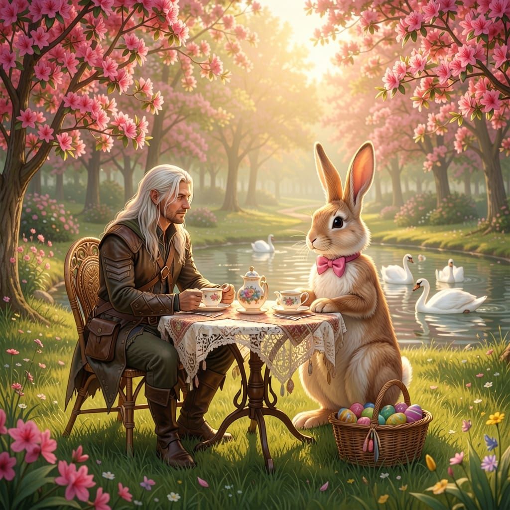 Easter Bunny Enjoys High Tea in Enchanted Forest
