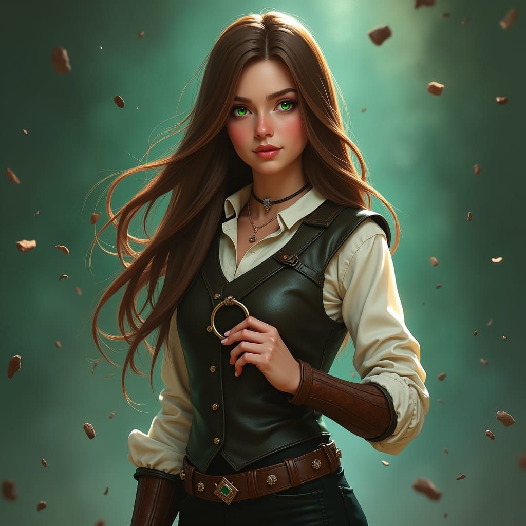 Teen Girl with Emerald Eyes: Fantasy Concept Art